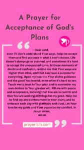 A Prayer for Acceptance of God's Plans