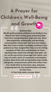 A Prayer for Children’s Well-Being and Growth