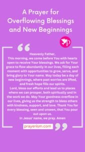 A Prayer for Overflowing Blessings and New Beginnings