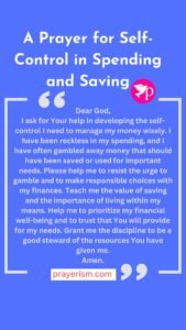 A Prayer for Self-Control in Spending and Saving