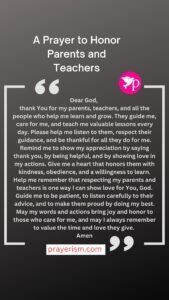 A Prayer to Honor Parents and Teachers