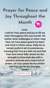 Prayer for Peace and Joy Throughout the Month