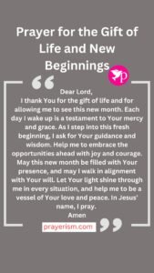 Prayer for the Gift of Life and New Beginnings