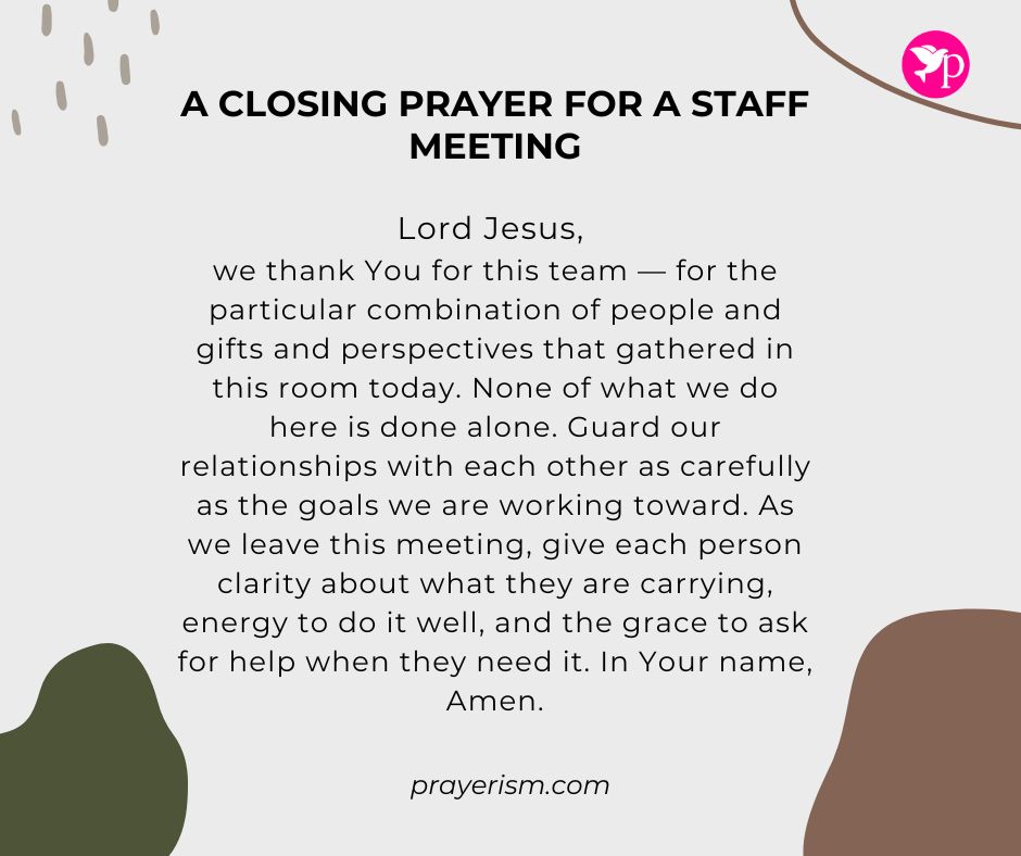 A Closing Prayer for a Staff Meeting