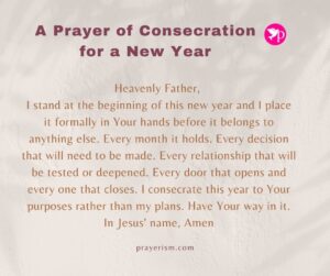 A Prayer of Consecration for a New Year